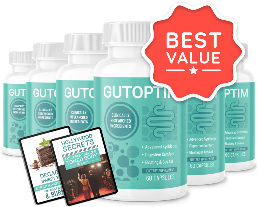 GutOptim synbiotic digestive support bottles